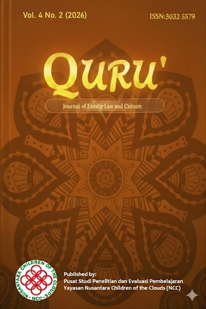 					View Vol. 4 No. 2 (2026): QURU’: Journal of Family Law and Culture
				